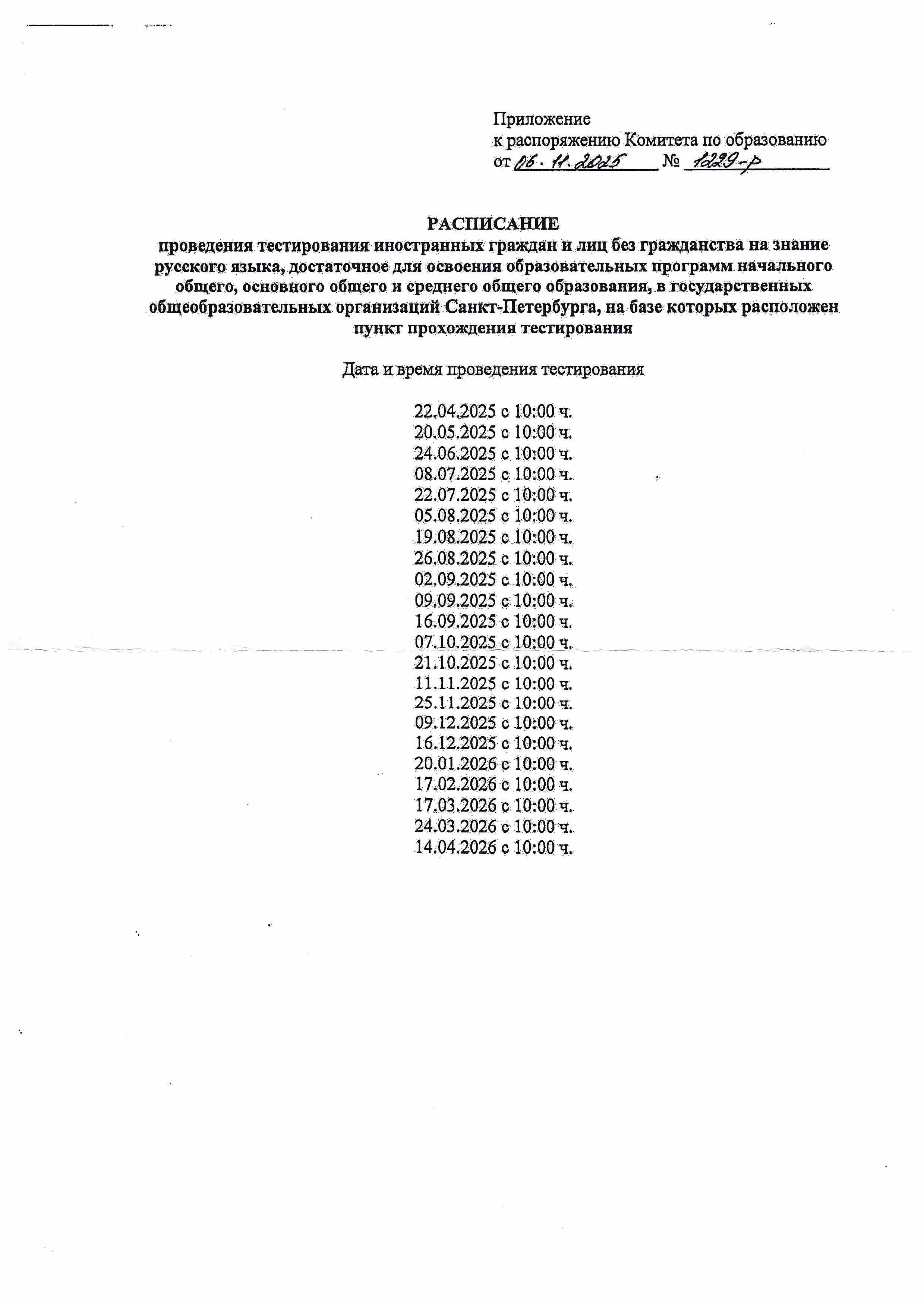 Дата и время проведения тестирования